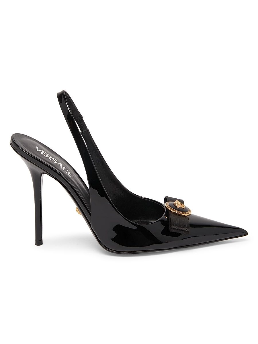 Women's 110MM Patent Leather Slingback Pumps - Black - Size 11