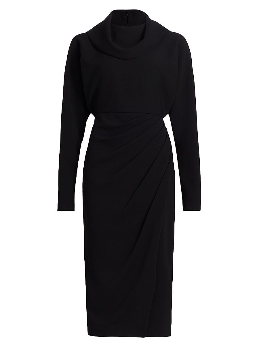 Women's Stretch Draped Cocktail Dress - Black - Size 10