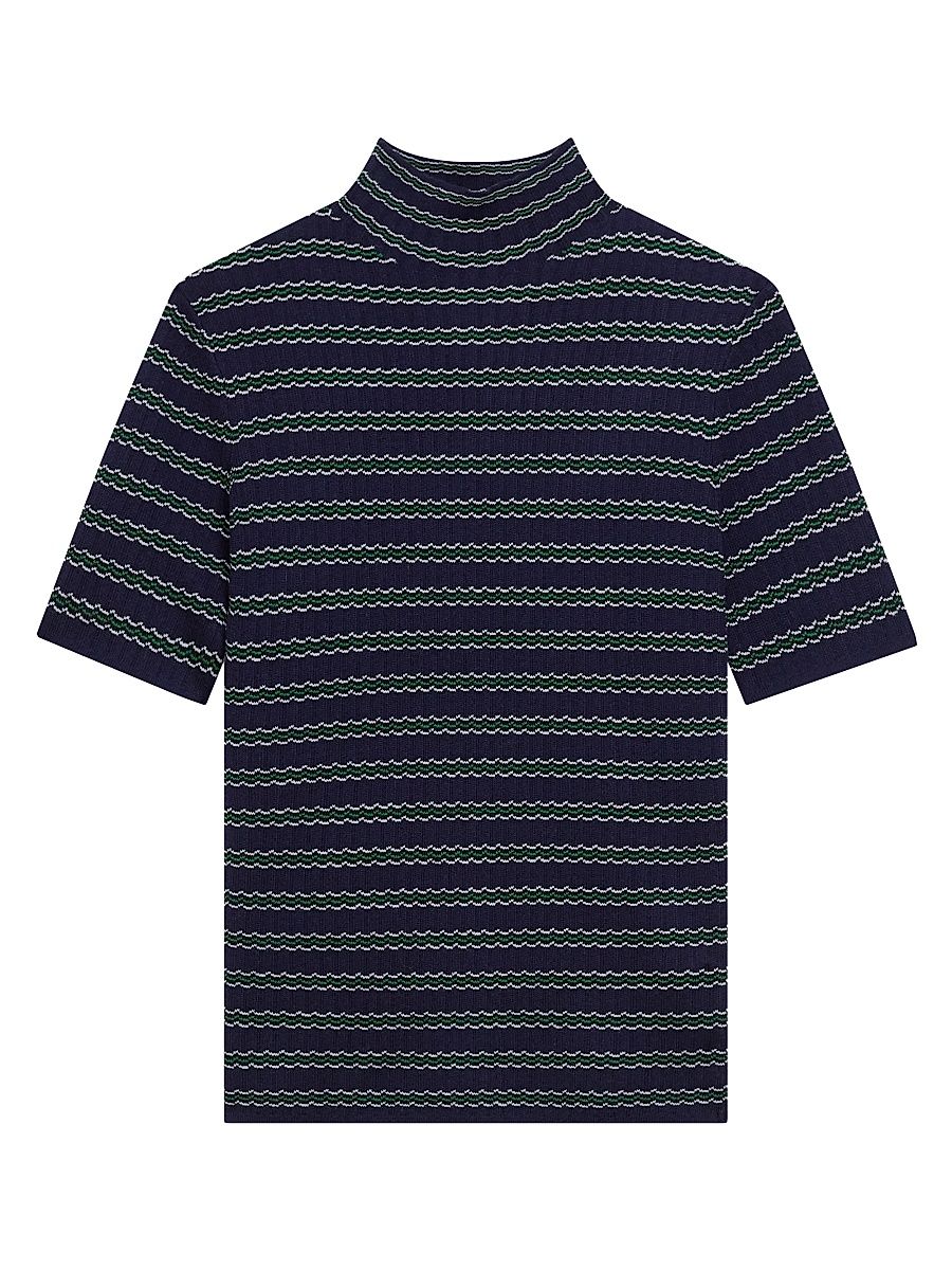 Women's Leenda Striped Merino Wool Top - Deep Navy - Size XL