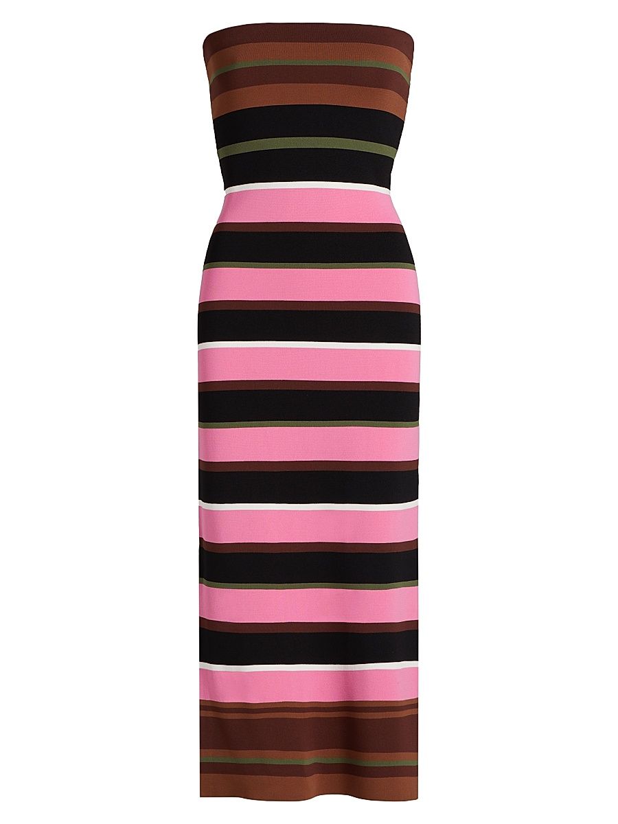 Women's Mesa Striped Strapless Midi-Dress - Sienna Stripe Pink Lemonade - Size XL