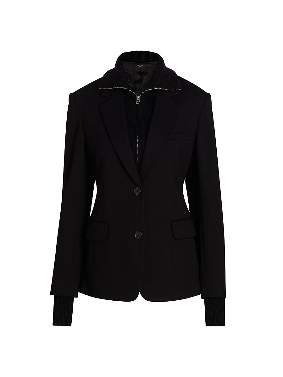 Women's Frank Stretch Ponte Blazer - Black - Size 2