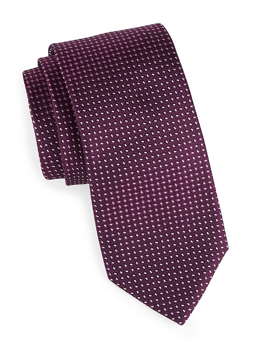 Men's Geometric Silk Tie - Dark Purple