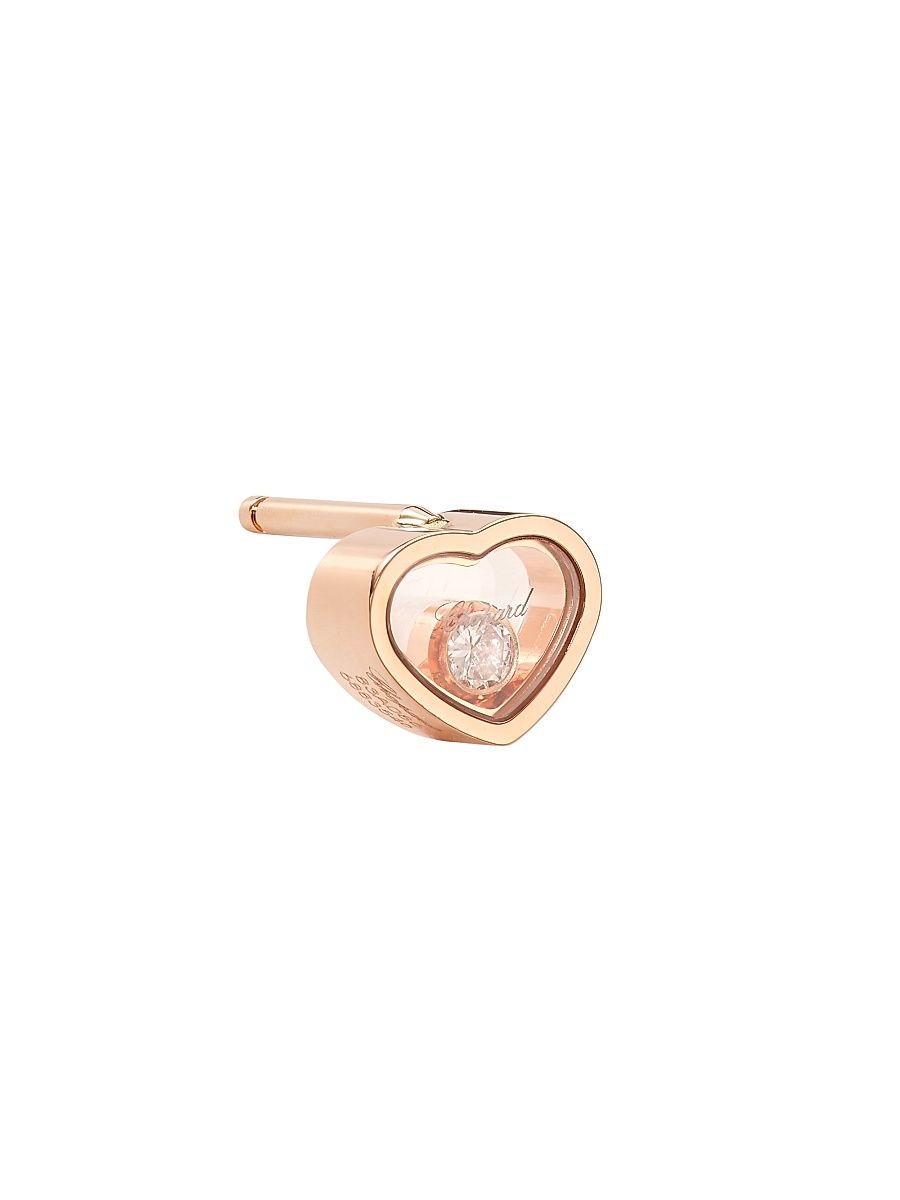Women's My Happy Hearts 18K Rose Gold & 0.05 TCW Diamond Single Stud Earring - Pink Gold