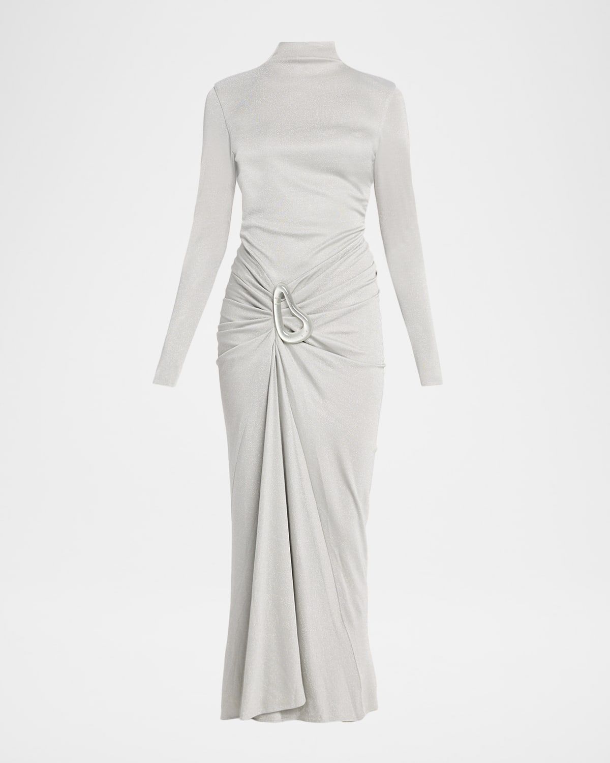 Venus Draped Long-Sleeve Midi Dress