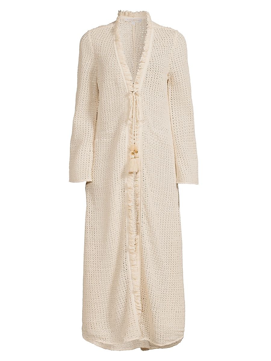 Women's Fatima Crochet Cover-Up - White Crochet - Size Large