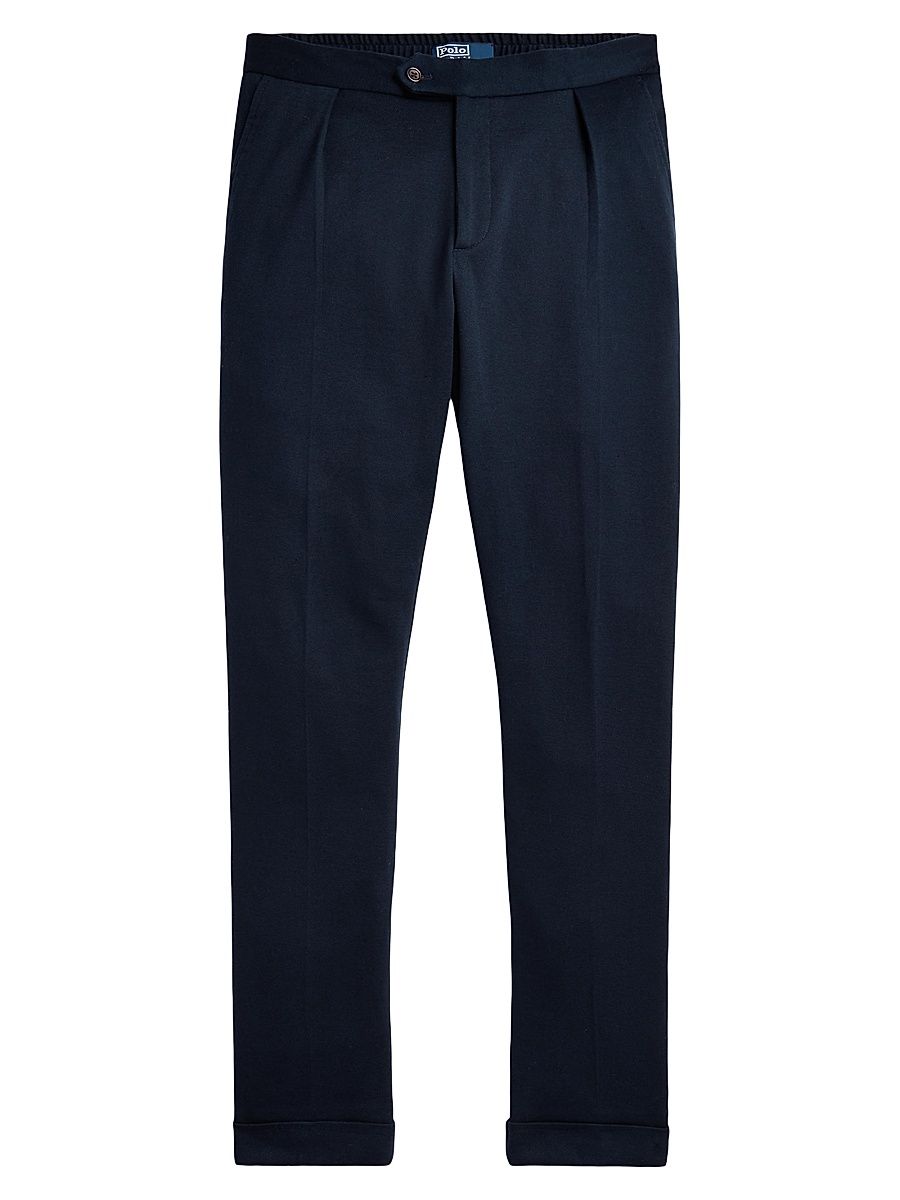 Men's Mesh Pleated Trousers - Navy - Size 40