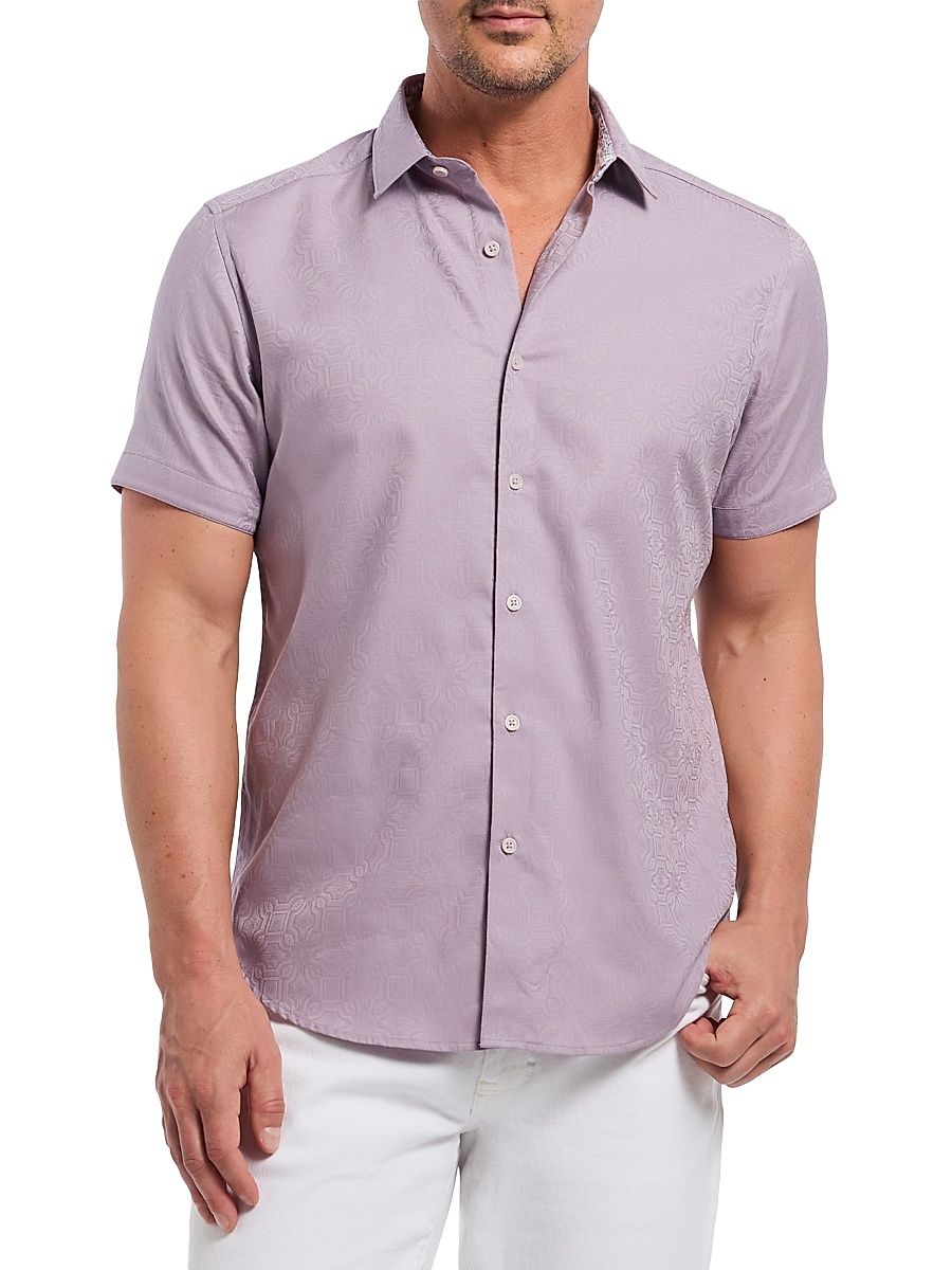 Men's Odyssey Stretch Cotton Woven Shirt - Lilac - Size XXL