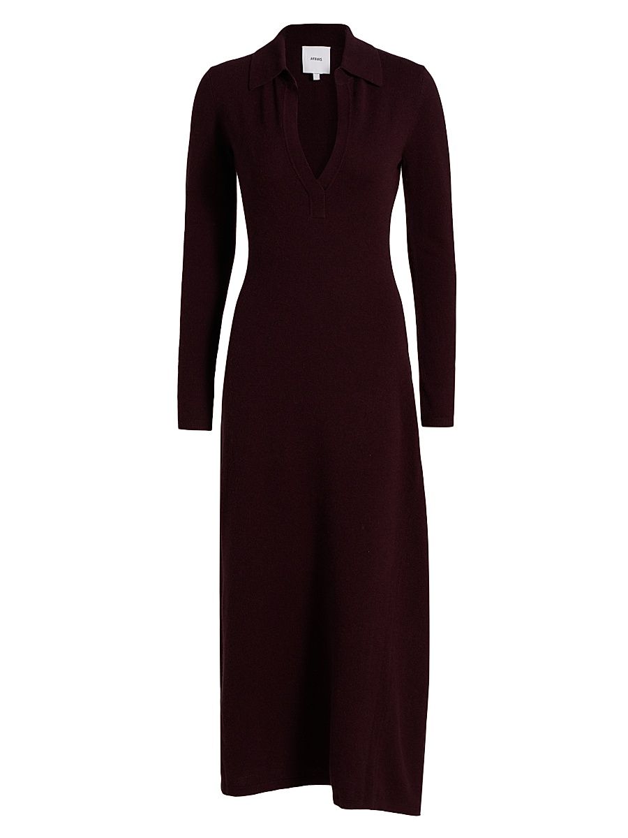 Women's Minerva Wool-Cashmere Midi-Dress - Chocolate - Size Large
