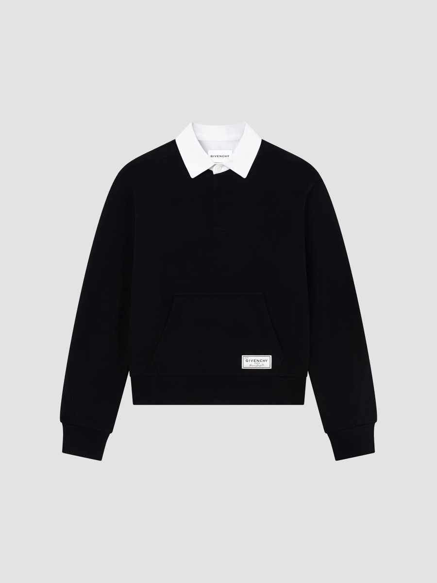 Givenchy Men's Couture Seam Polo Sweatshirt in Fleece - Black - Size XXL