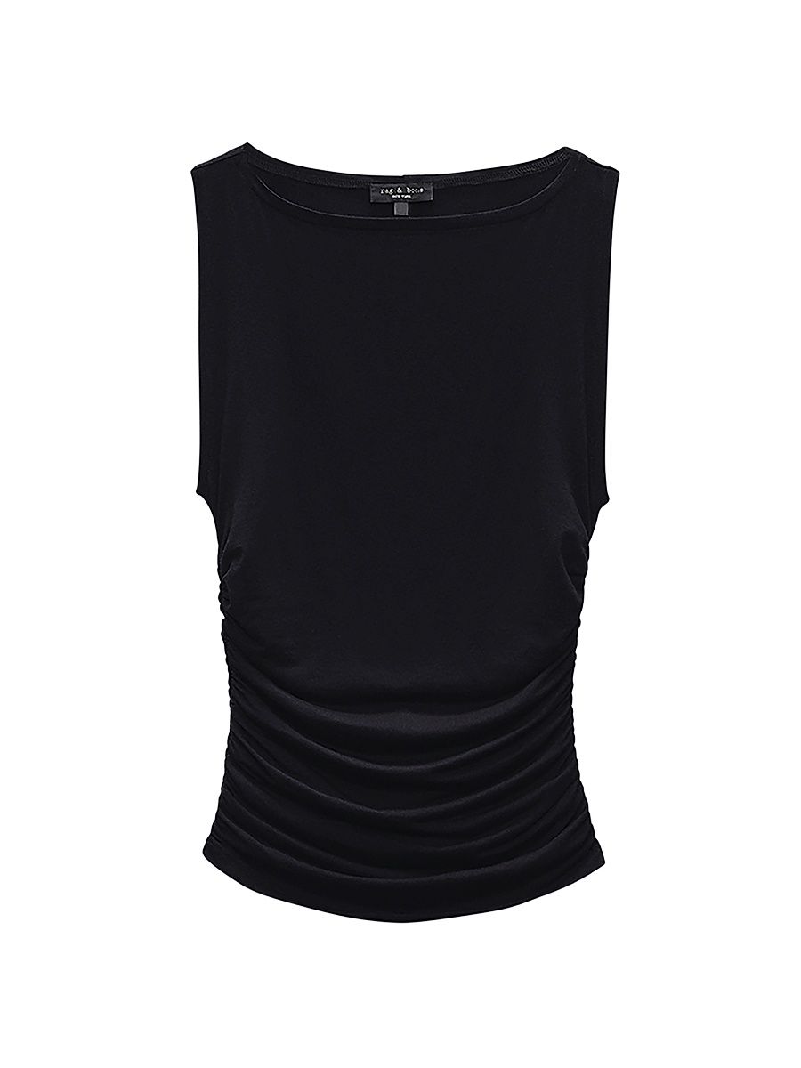 Women's Luca Ruched Sleeveless Tank Top - Black - Size Medium