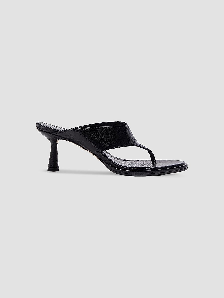Women's Olenna Leather Thong Sandals - Black - Size 5