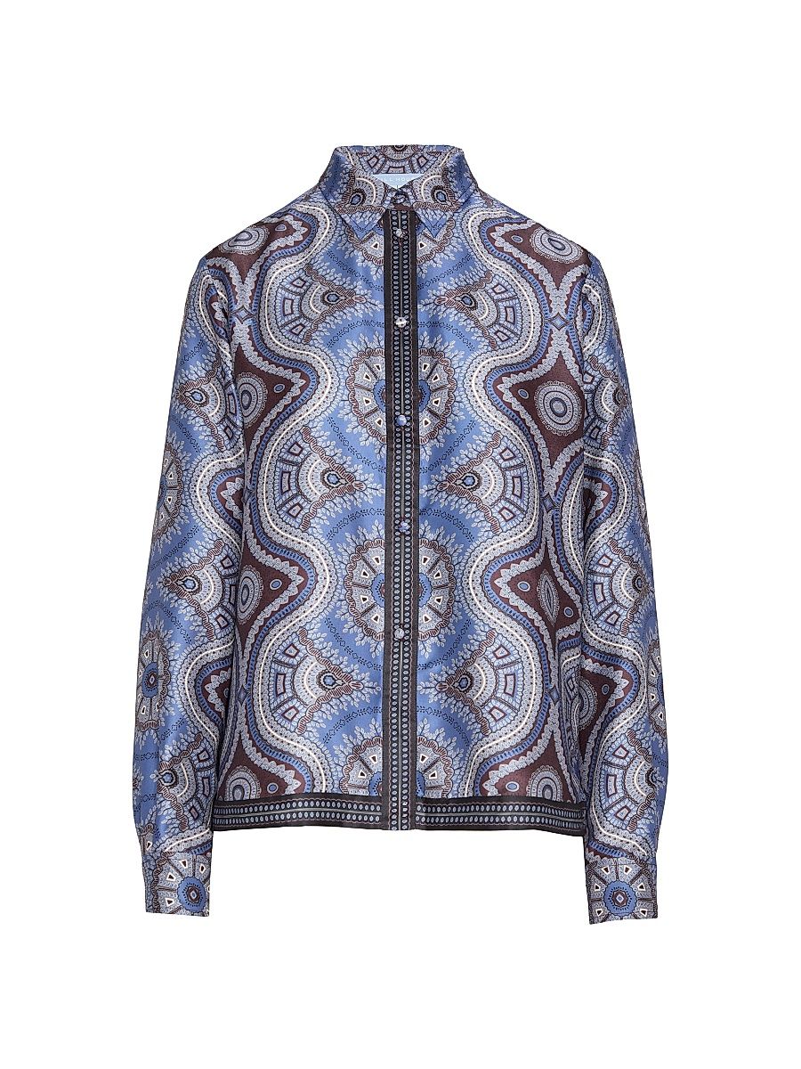 Women's The Liv Top - Brown Cobalt Medallion - Size XS