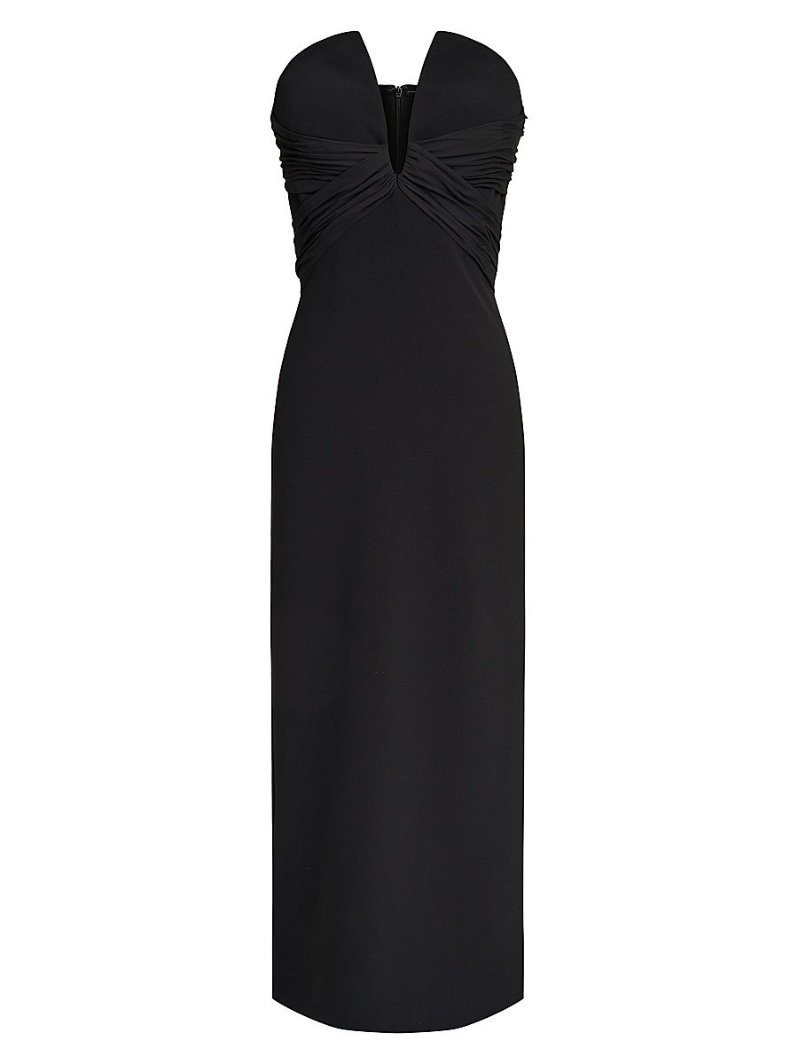 Women's Marguerite Crepe Strapless Midi-Dress - Black - Size 14