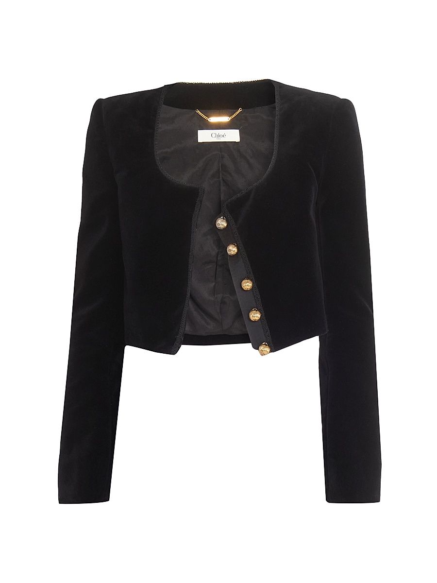 Women's Velvet Crop Jacket - Black - Size 8