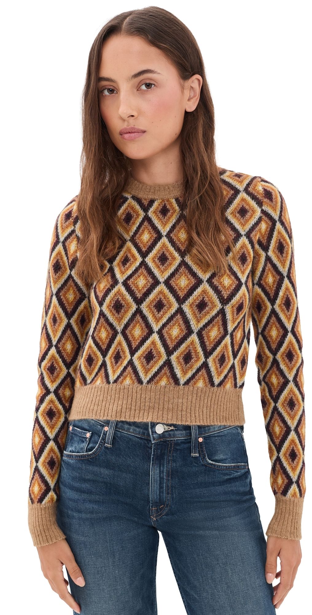 MOTHER The Crop Sweater Beeswax And Caramel Cafe XL
