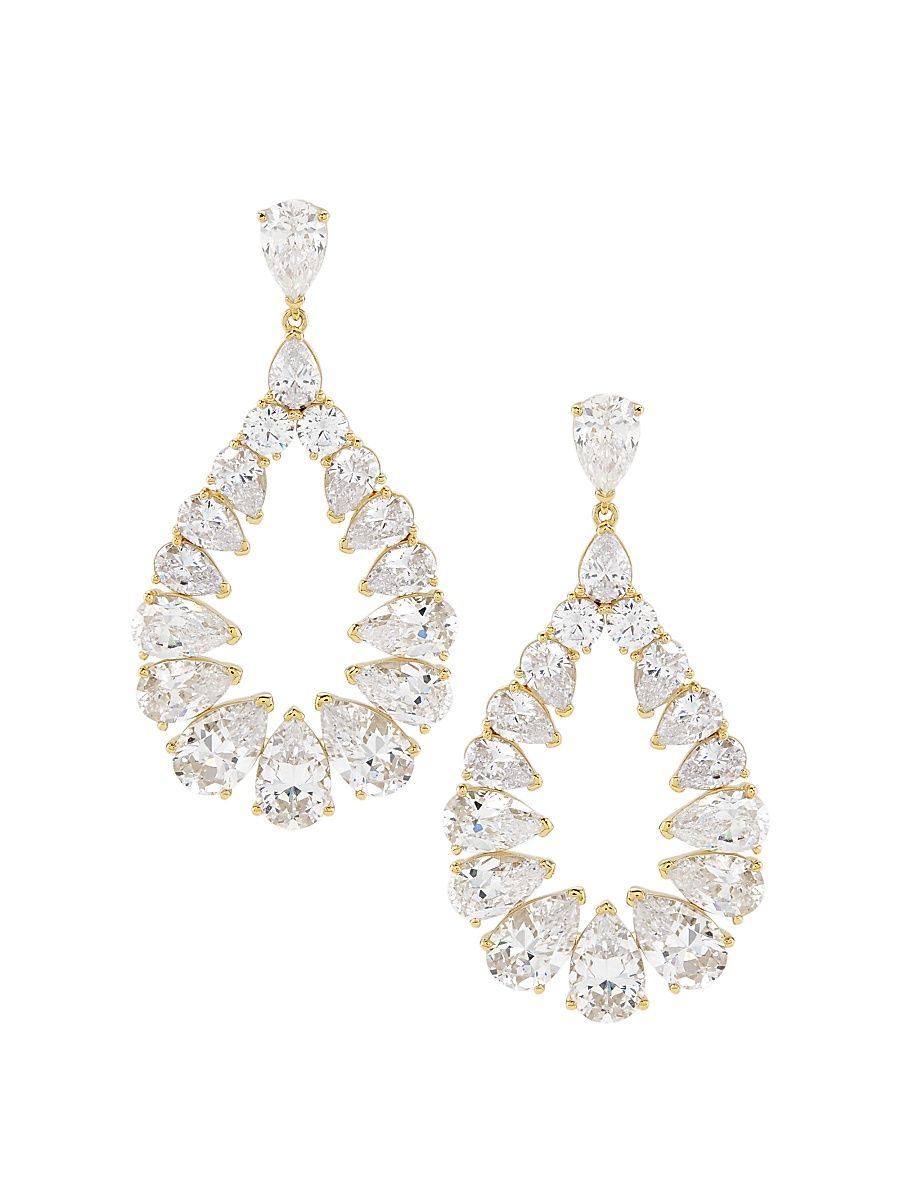 Women's Feliz 18K Gold-Plated & Cubic Zirconia Pear Drop Earrings - Gold