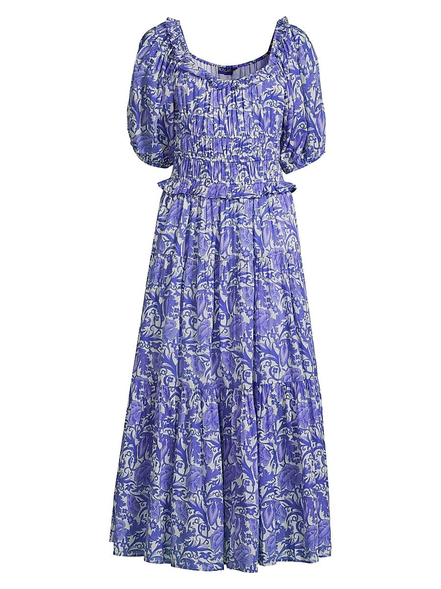 Women's Percy Floral Pleated Maxi Dress - Blue Hibiscus - Size XL