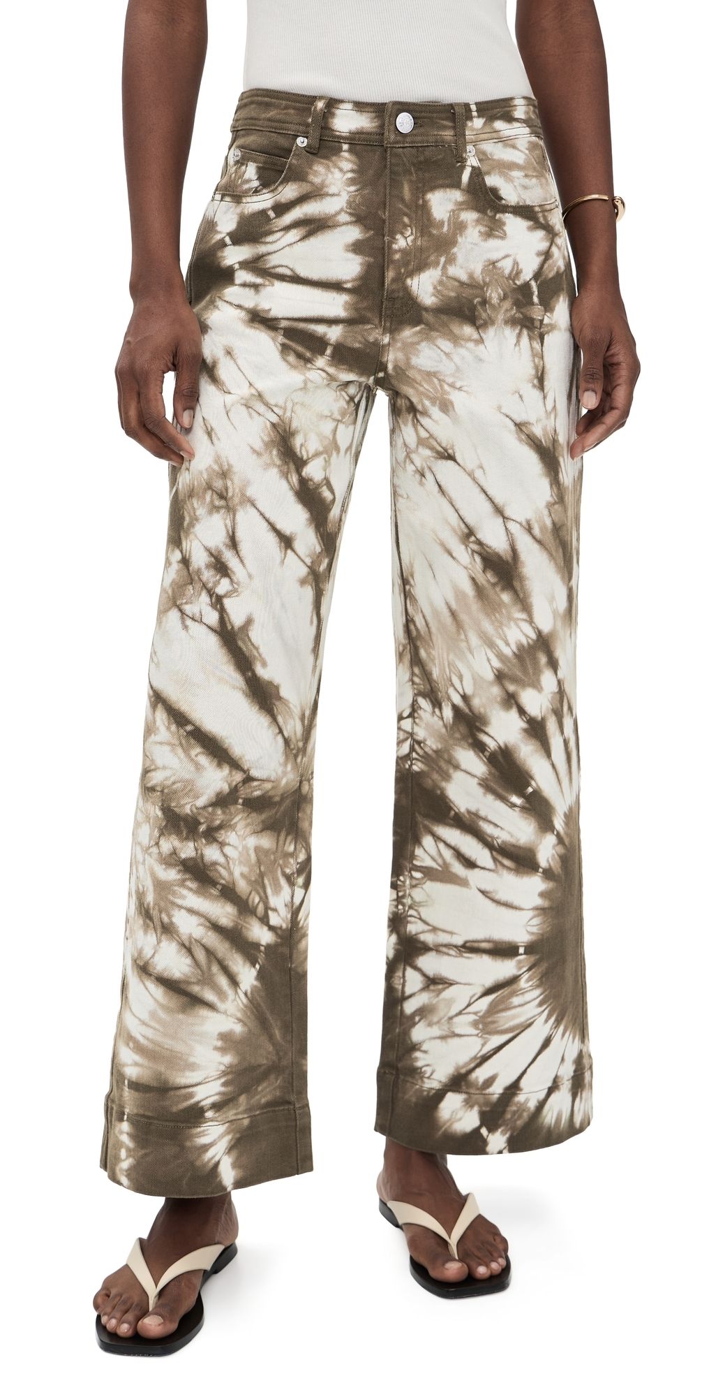 Cinq à Sept Tie Dye Denim Betsy Pants Dark Olive/White 10