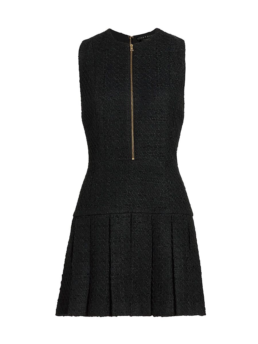 Women's Ellis Pleated Drop-Waist Minidress - Black - Size 12