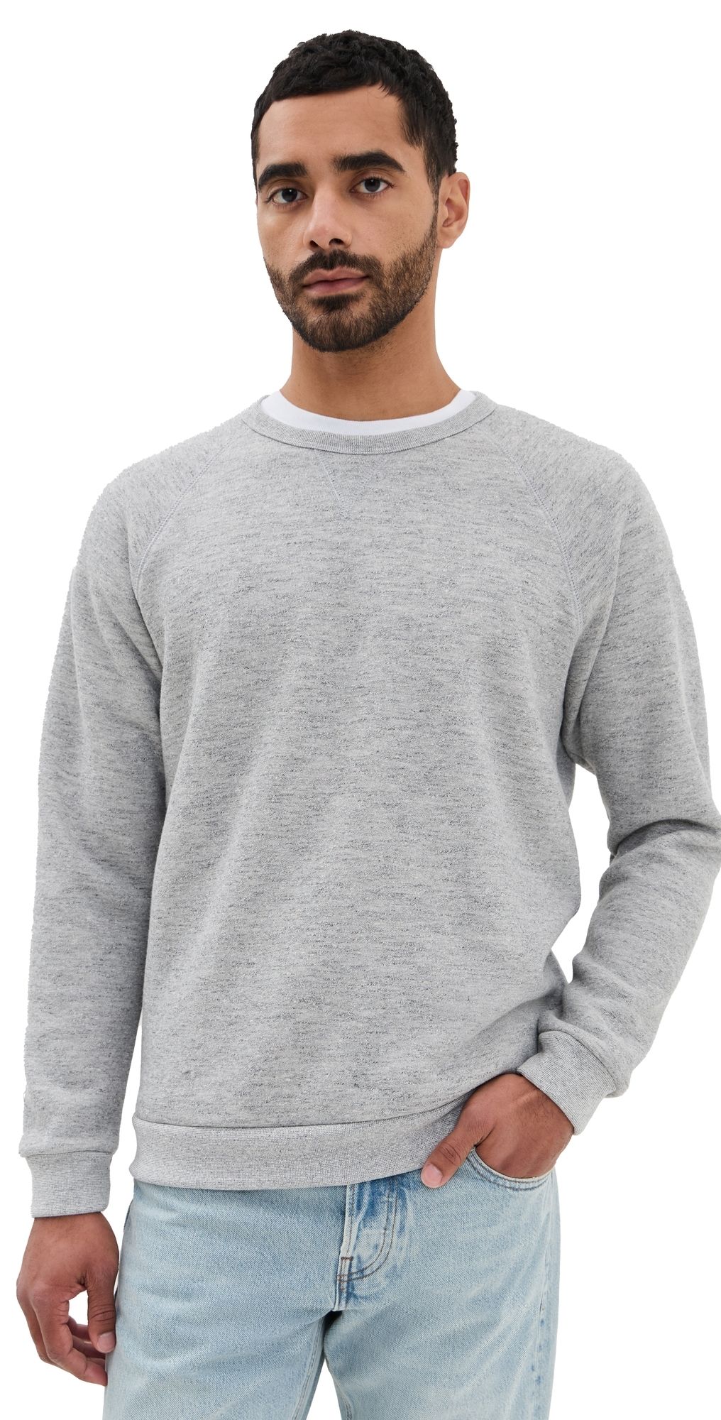 Marine Layer Mock Twist Sherpa Crew Pullover Heather Grey XL