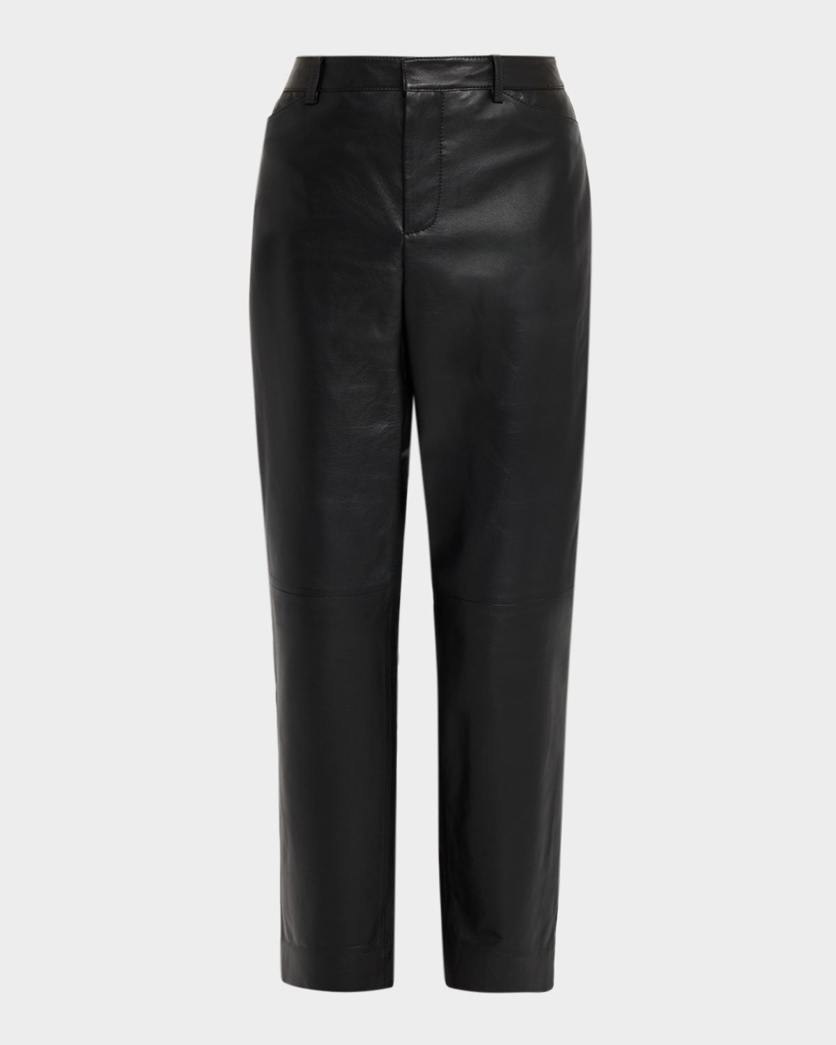Mid-Rise Straight Leather Pants