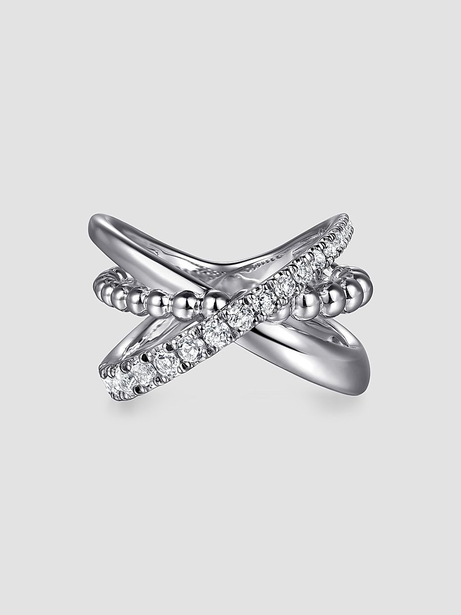 Gabriel & Co Women's Bujukan Sterling Silver & White Sapphire Crisscross Ring - Sterling Silver - Size 6.5