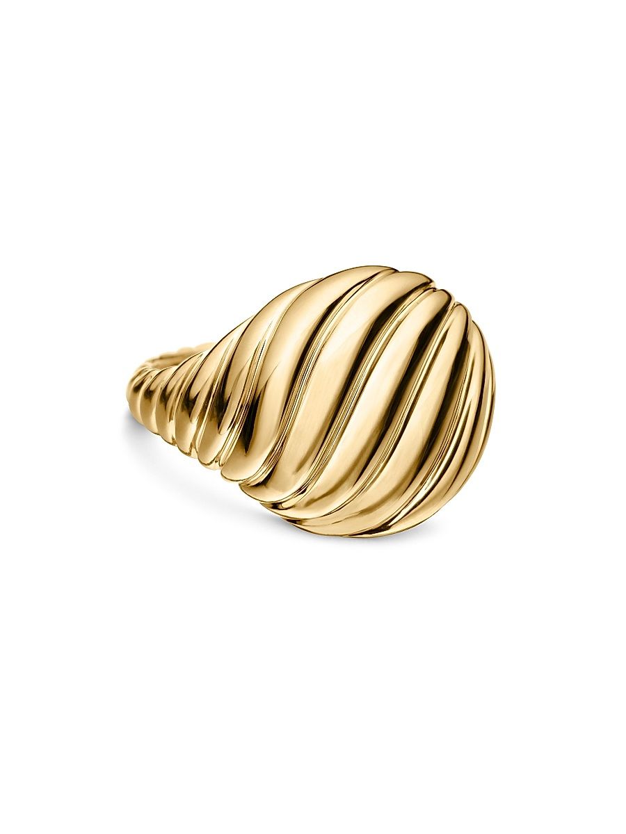 Women's Sculpted Cable Pinky Ring in 18K Yellow Gold, 13MM - Gold - Size 7