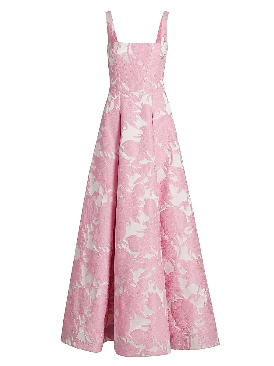 Women's Soleil Basque Waist Jacquard Gown - Blush - Size 14