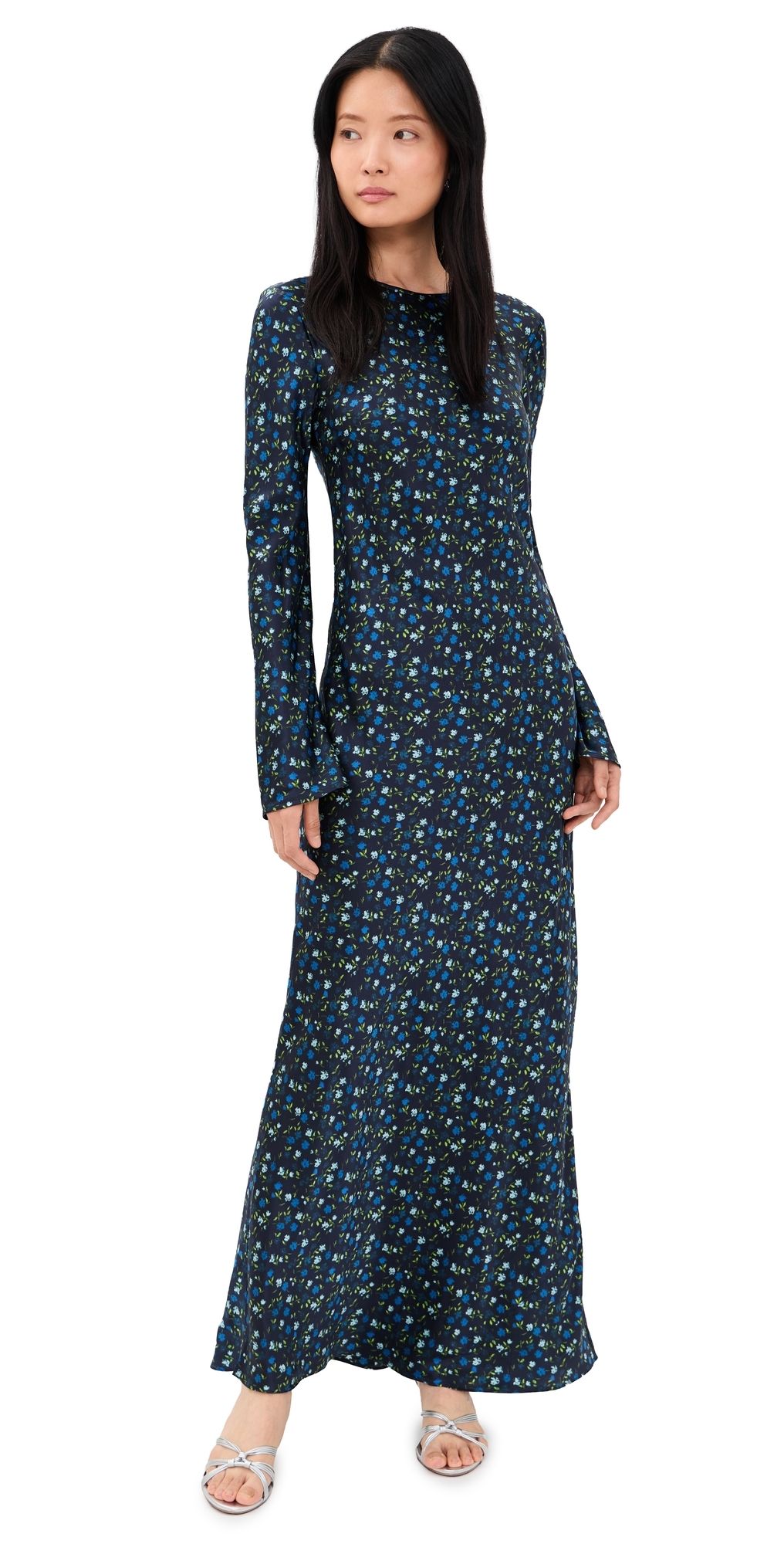 Lee Mathews Bella Silk Maxi Dress Navy 0