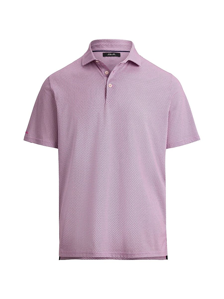 Men's Cotton Jersey Polo Shirt - Dalia Pink Cambridge Rosette - Size XXL