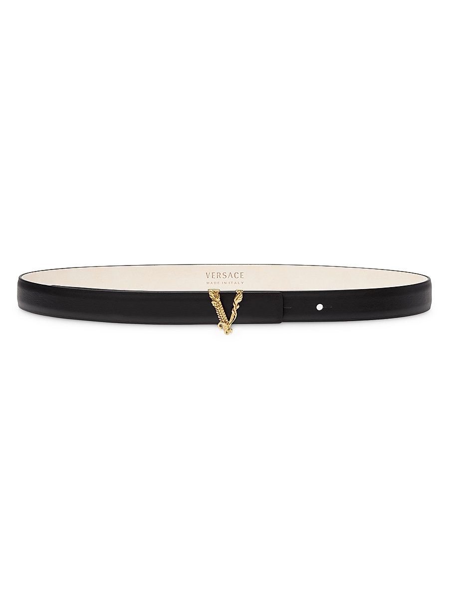 Women's Virtus Leather Belt - Black Versace Gold - Size Medium