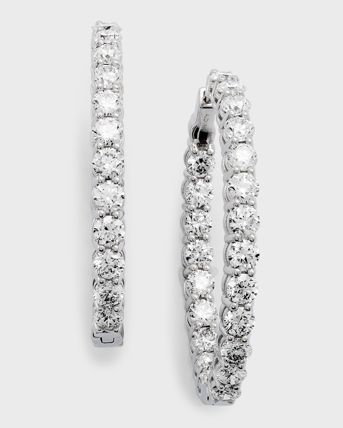 18K White Gold Diamond Hoop Earrings