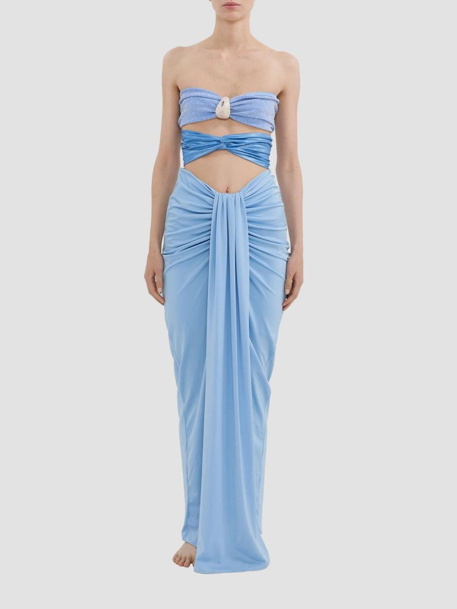 Women's Sarakiniko Giselle Draped Strapless Maxi Dress - Reef - Size Large