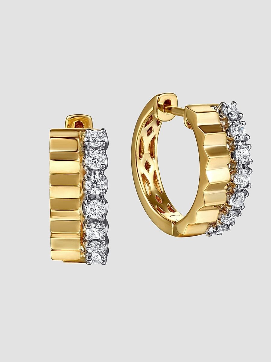 Gabriel & Co Women's Contemporary 14K White & Yellow Gold & 0.35 TCW Diamond Huggie Hoops - Yellow Gold