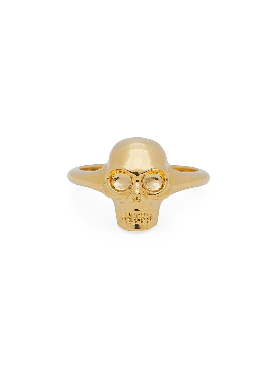 Women's Goldtone Skull Ring - Meteorite - Size 7.25