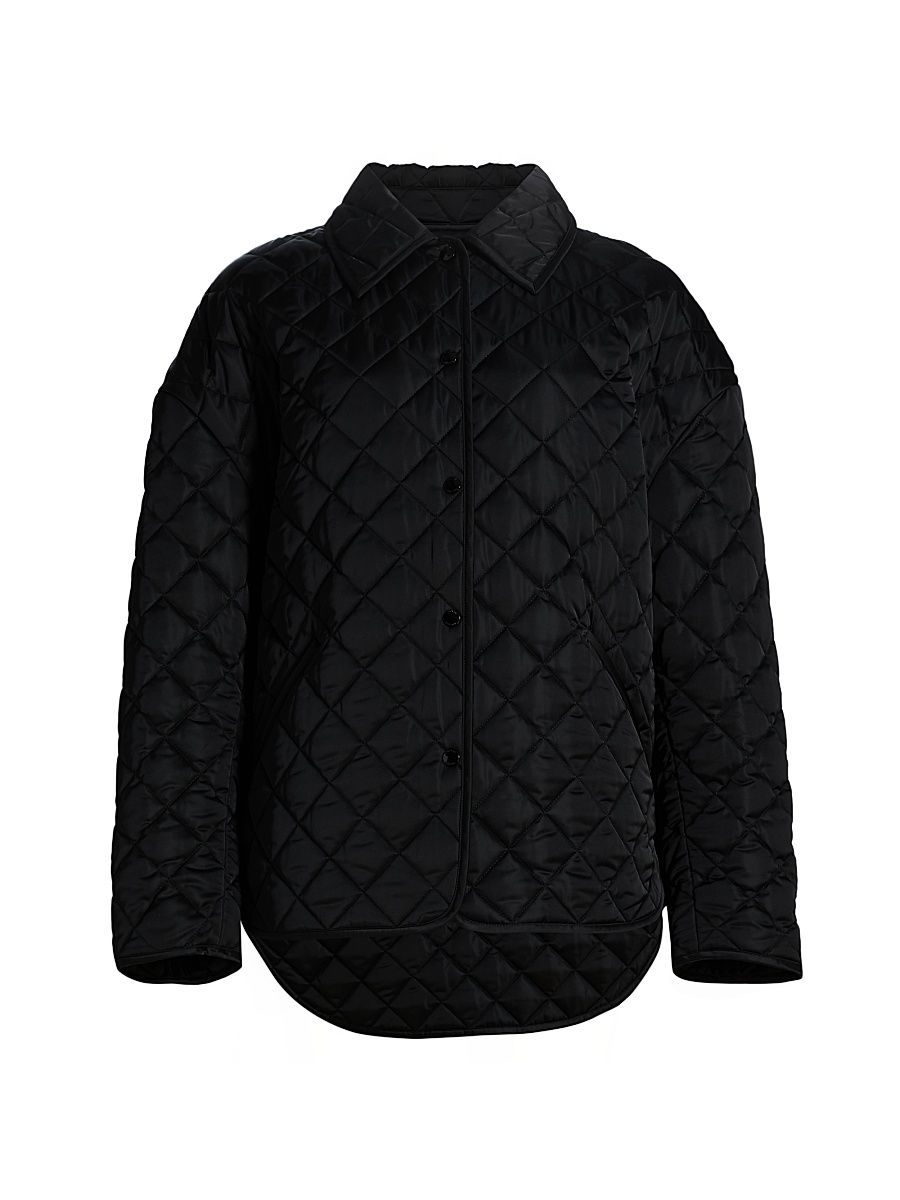 Women's Collared Quilted Jacket - Black - Size 12