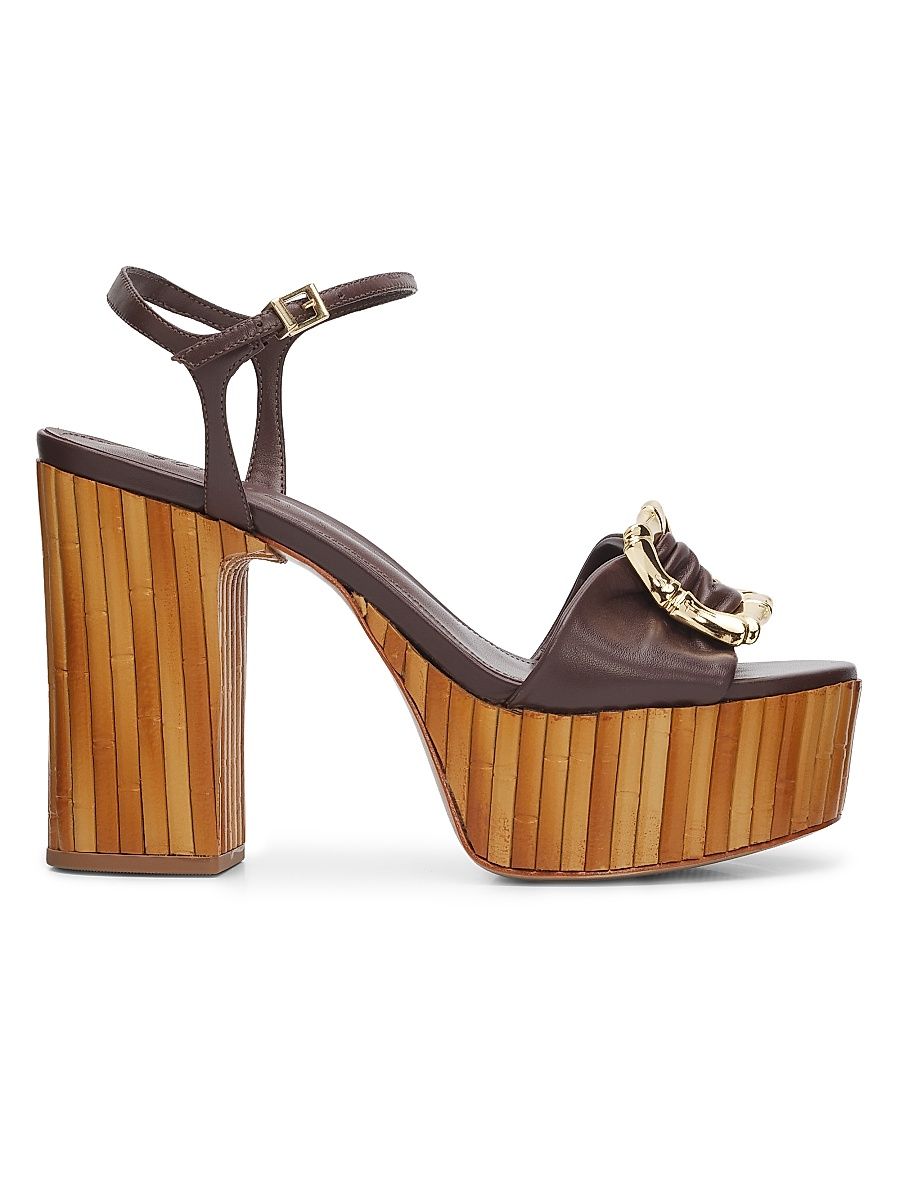 Women's Enola 120MM Leather Platform Sandals - Root Brown - Size 11