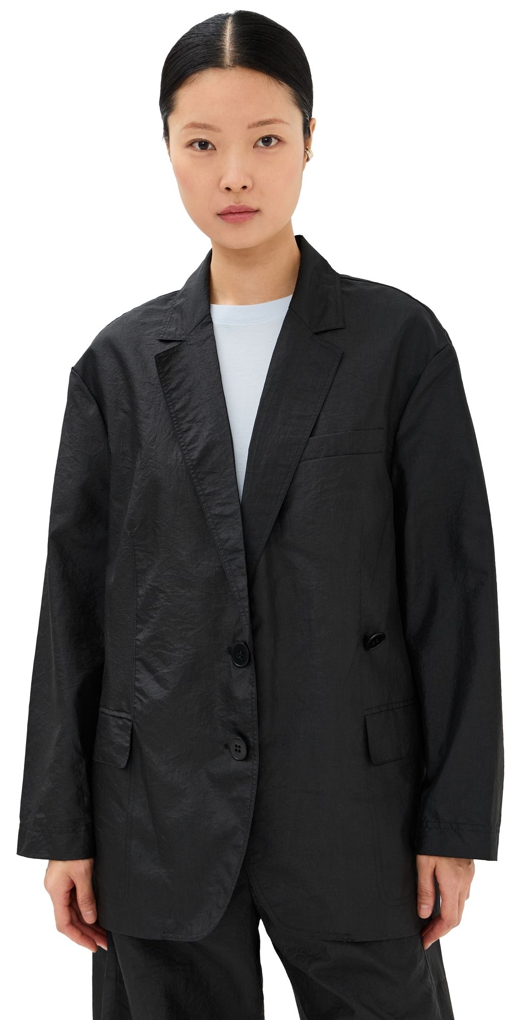 Tibi Crispy Nylon Liam Blazer Black XXS