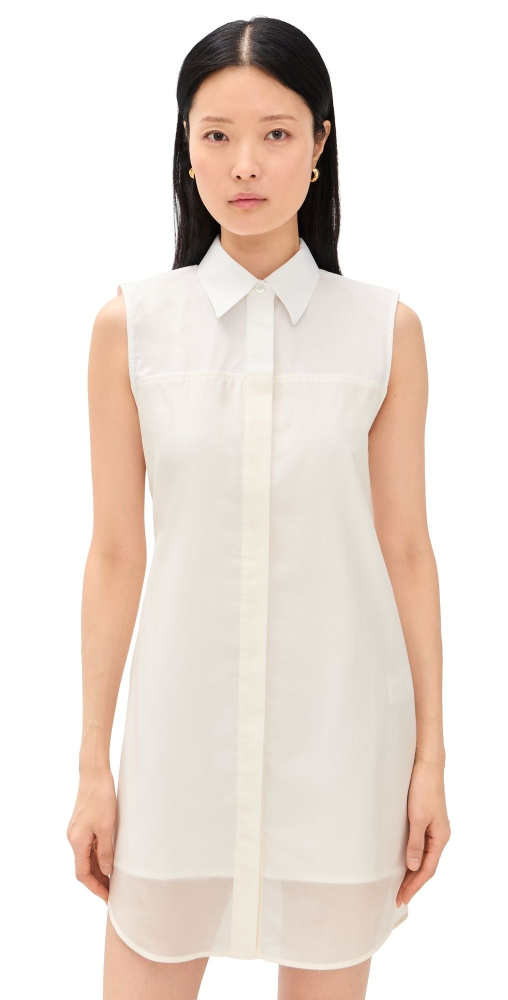 Helmut Lang Sleeveless Shirt Dress White/Soft White XXS