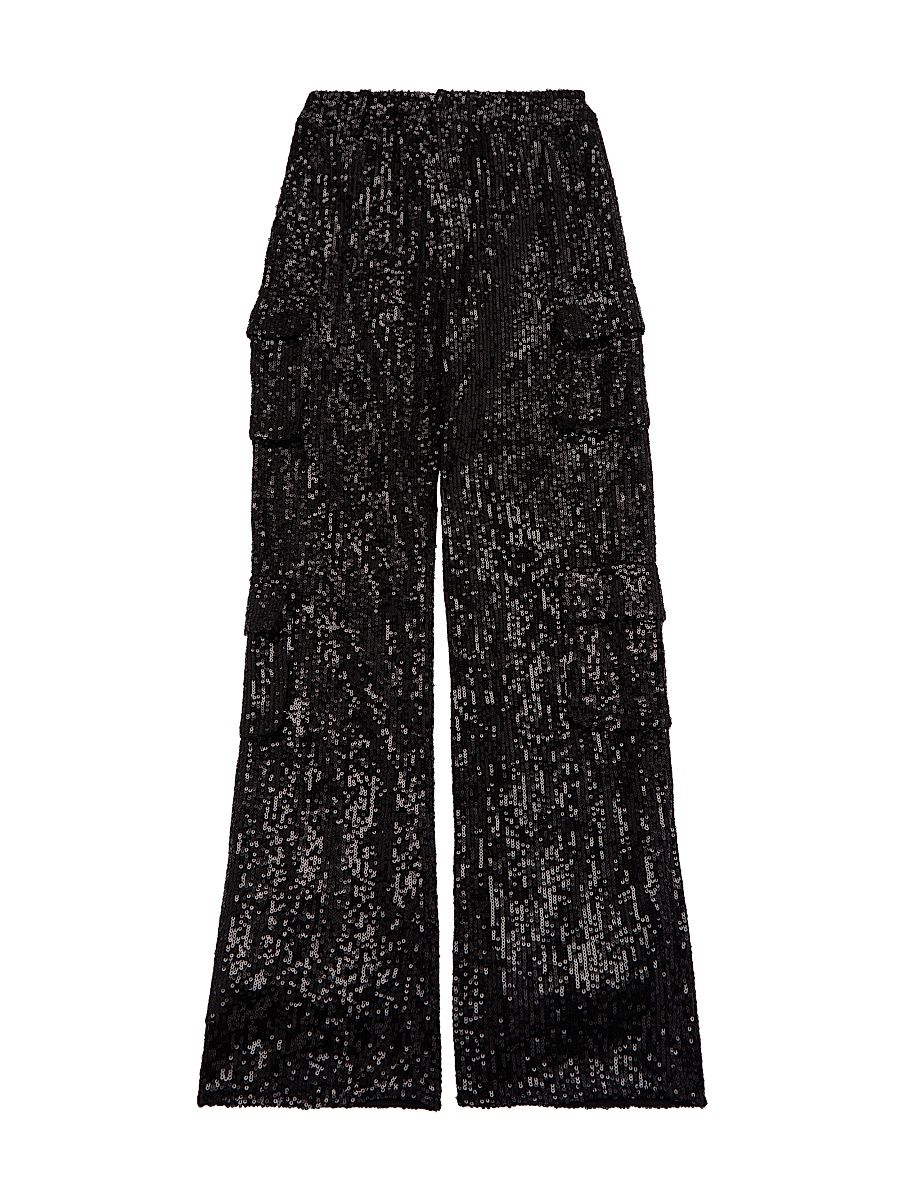 Girl's Levi Cargo Pants - Black Sequin - Size 14