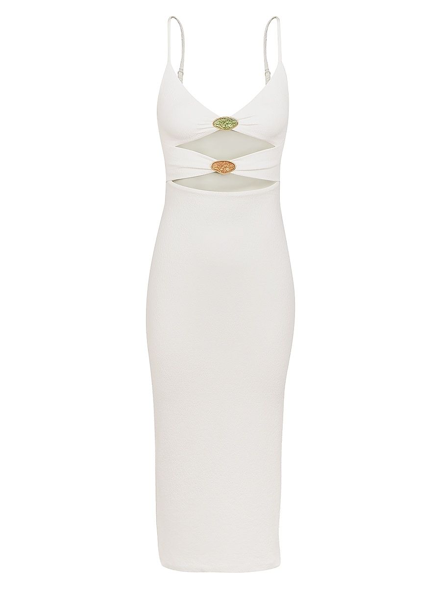 Women's Petra Resin Medallion Midi-Dress - White - Size Large