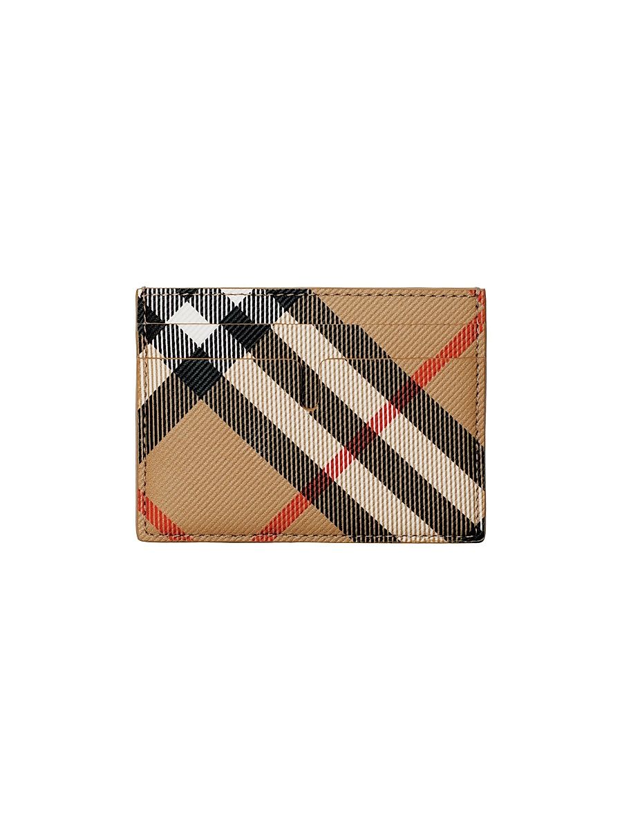 Men's Check Card Case - Sand
