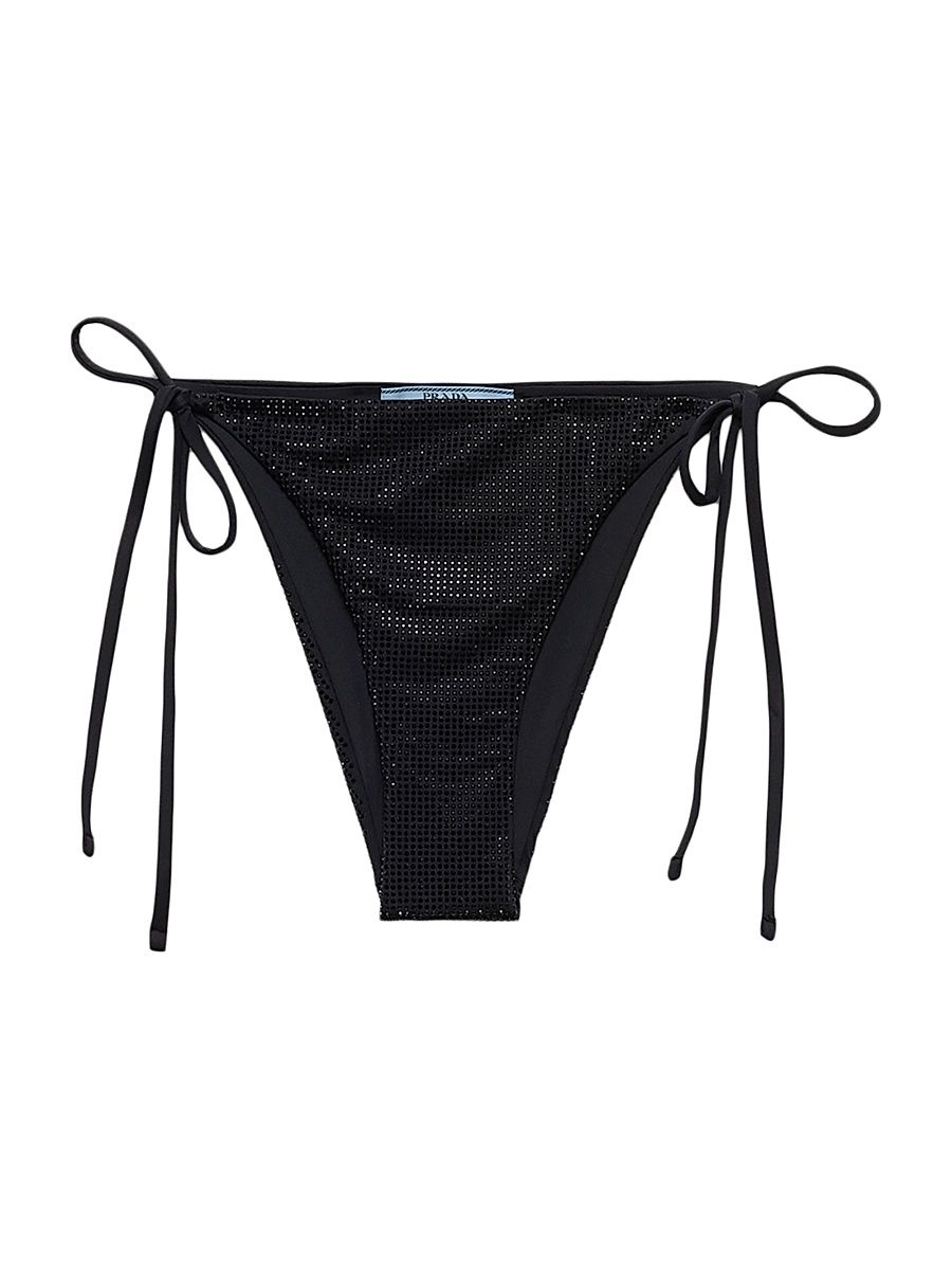 Women's Jersey Bikini Bottom with Rhinestones - Black - Size XL