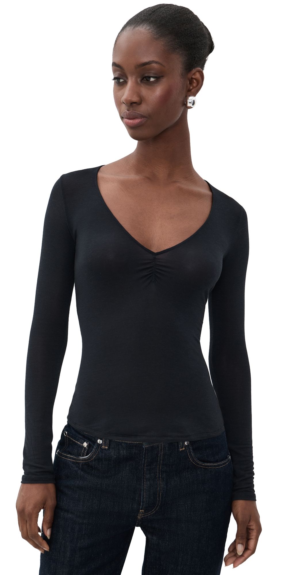 Fleur du Mal Cashmere Butter Long Sleeve Top Black XL