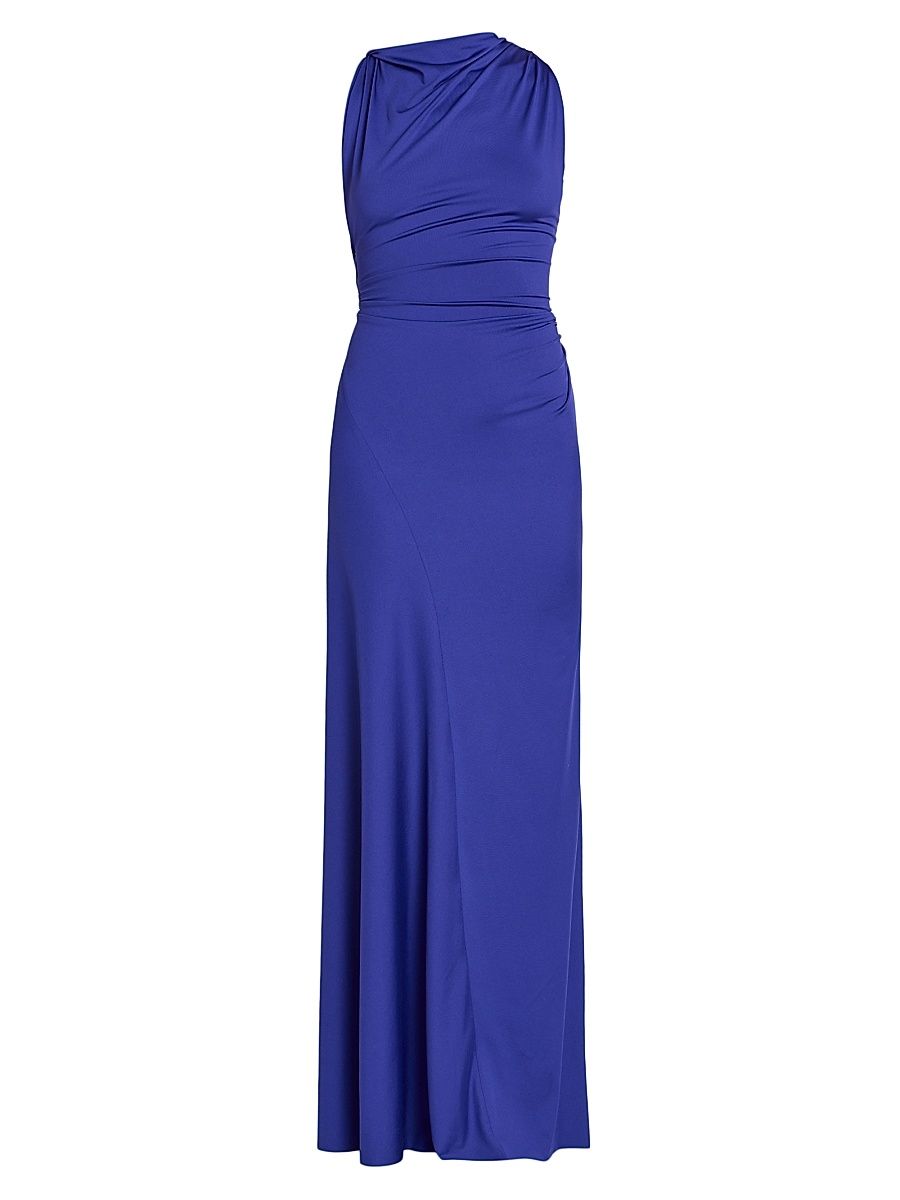 Women's Draped Jersey Sleeveless Gown - Bright Indigo - Size 0