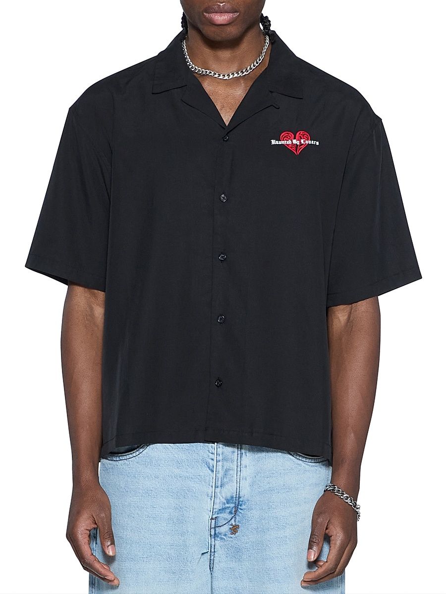 Men's HBL Dinner Satin Shirt - Black - Size XXL