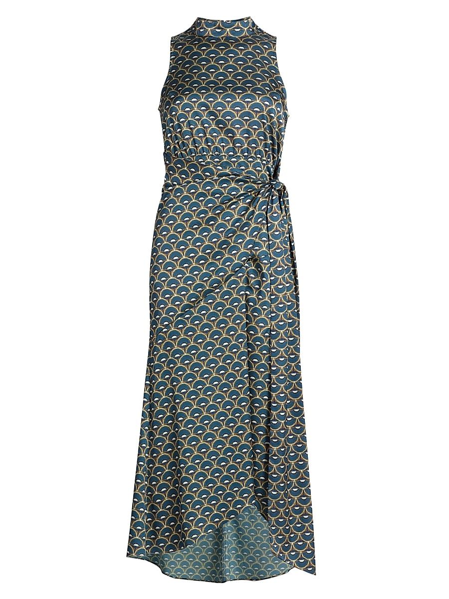 Women's Ophira Printed Midi-Dress - Dandelions Satin - Size Large