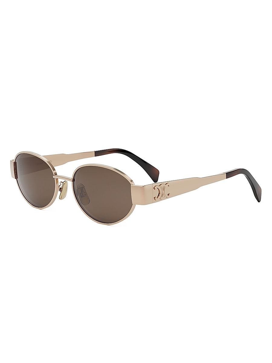 Women's Metal Triomphe 54MM Oval Sunglasses - Shiny Rose Gold Brown
