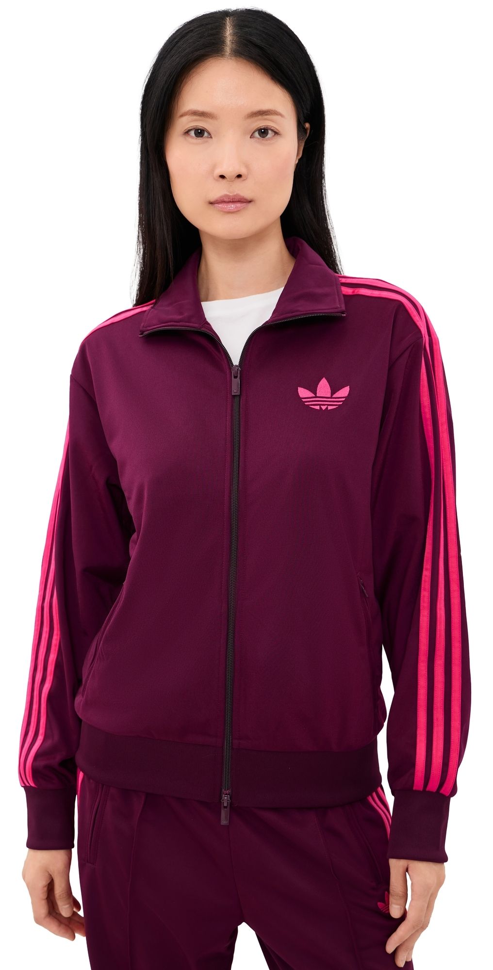 adidas Firebird Loose Track Top Maroon/Power Pink M