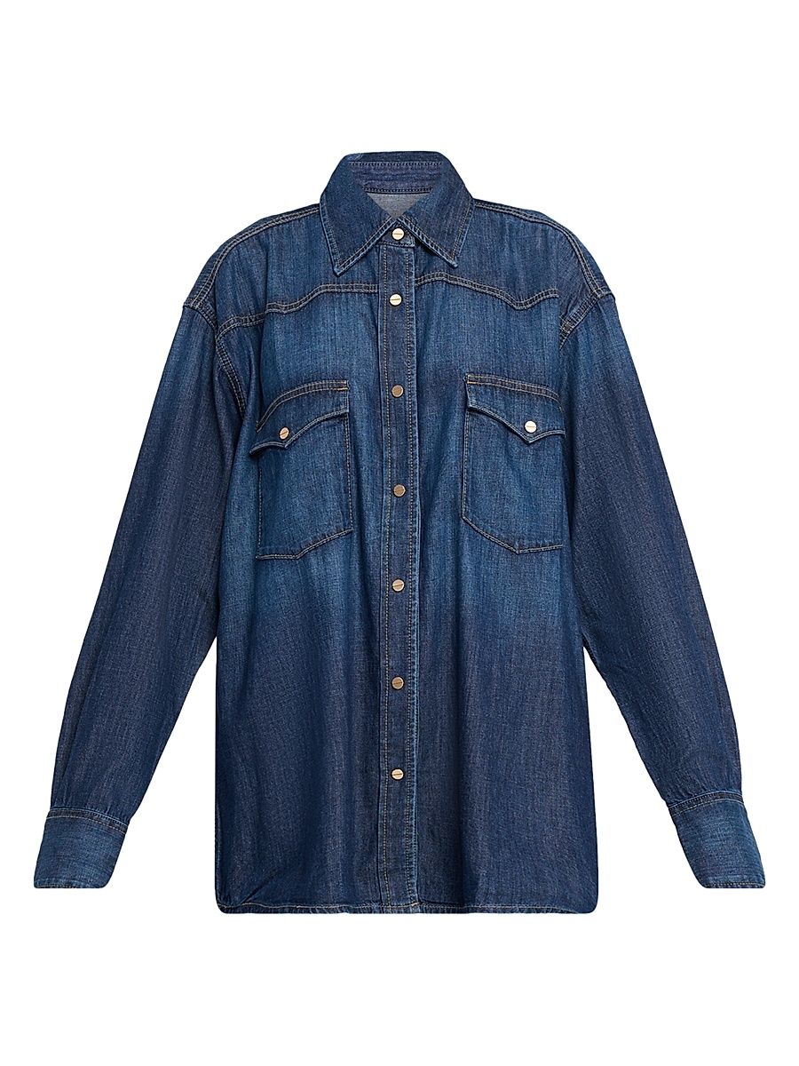 Women's OG Ranchers Oversized Denim Shirt - Dark Wash - Size Medium